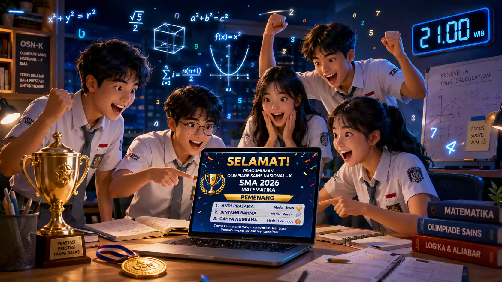 Pengumuman OSN K SMA 2026 Bidang Matematika Malam Ini Pukul 21.00 WIB, Siapkan Mental Juara!